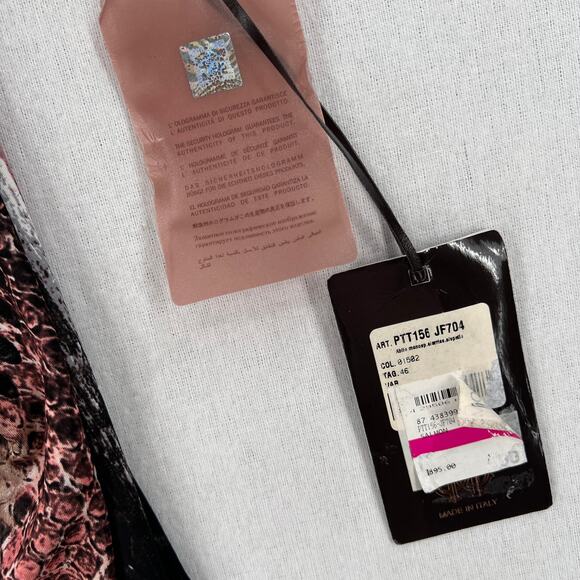 ROBERTO CAVALLI Python Printed One Sleeve Dress XL Pink Black Snake Asymmetric - Picture 13 of 13